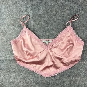 Dusty Rose Lace Hanky Hem Satin‎ Cami Bralette Top Sz M